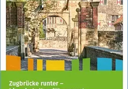 Titelblatt der Publikation mit Bild eines Schlosses mit Zugbrücke